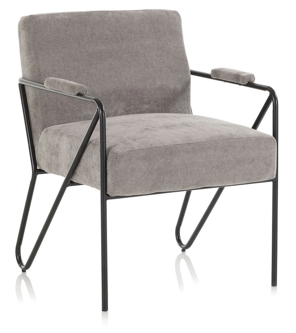 Fauteuil rembourré 64x69x86 cm en velours gris acquista