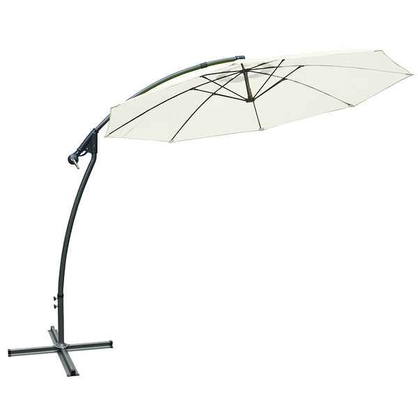 online Parasol Décentralisé Ø 300 Cm Structure Acier Jardin pour Mobilier Extérieur Ecru'