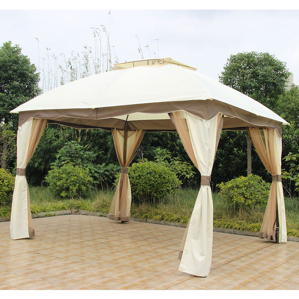 acquista Tonnelle de Jardin Structure Acier Dessus Polyester et Chiffons Moustiquaire 300X360X295 Cm