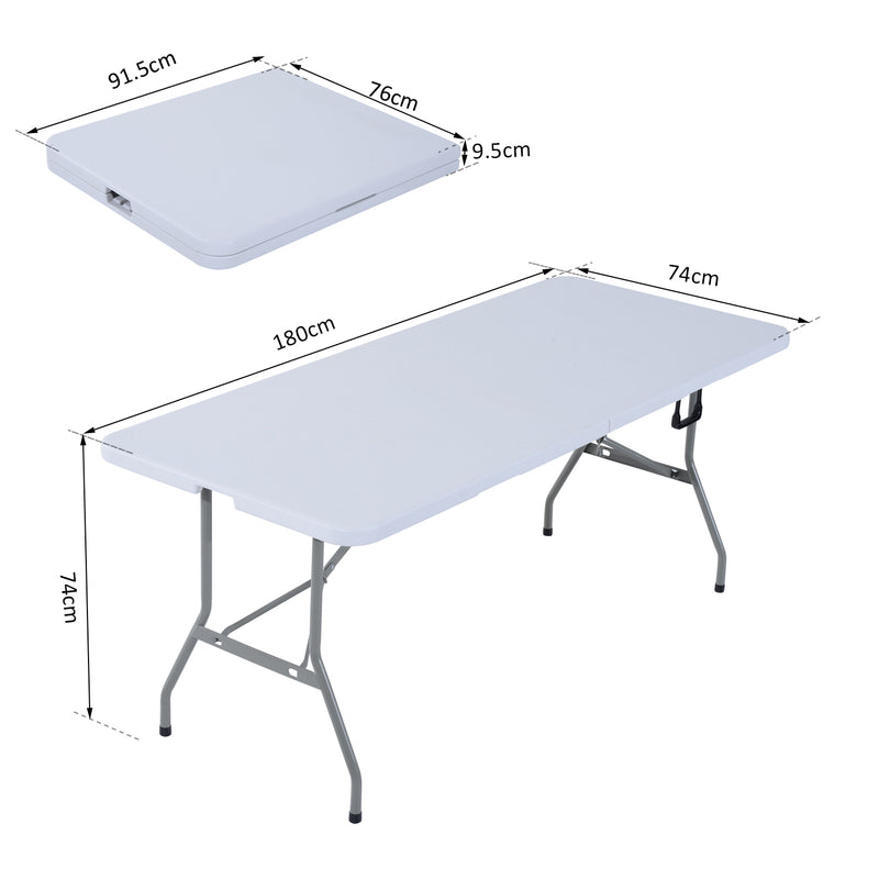 Tavolo da Campeggio Picnic Pieghevole Portatile Richiudibile in Valigia in PE 180x74x74 cm -3