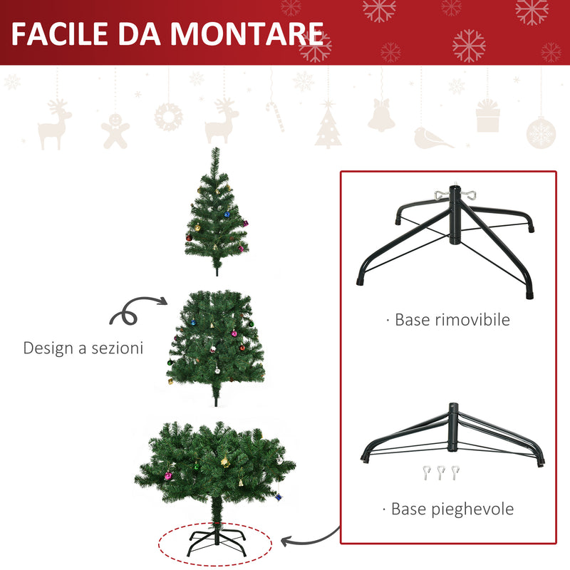 Albero di Natale Artificiale 180 cm Palline e Decorazioni in PVC Ferro -5