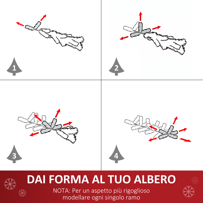 Albero di Natale Artificiale 180 cm Palline e Decorazioni in PVC Ferro -6