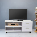 Mobile TV DVD in Legno con Ruote Cassetti 80x35x35 cm Bianco -7