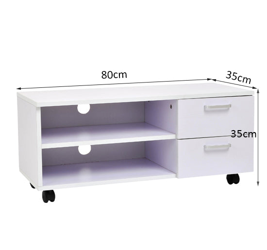 Mobile TV DVD in Legno con Ruote Cassetti 80x35x35 cm Bianco -8