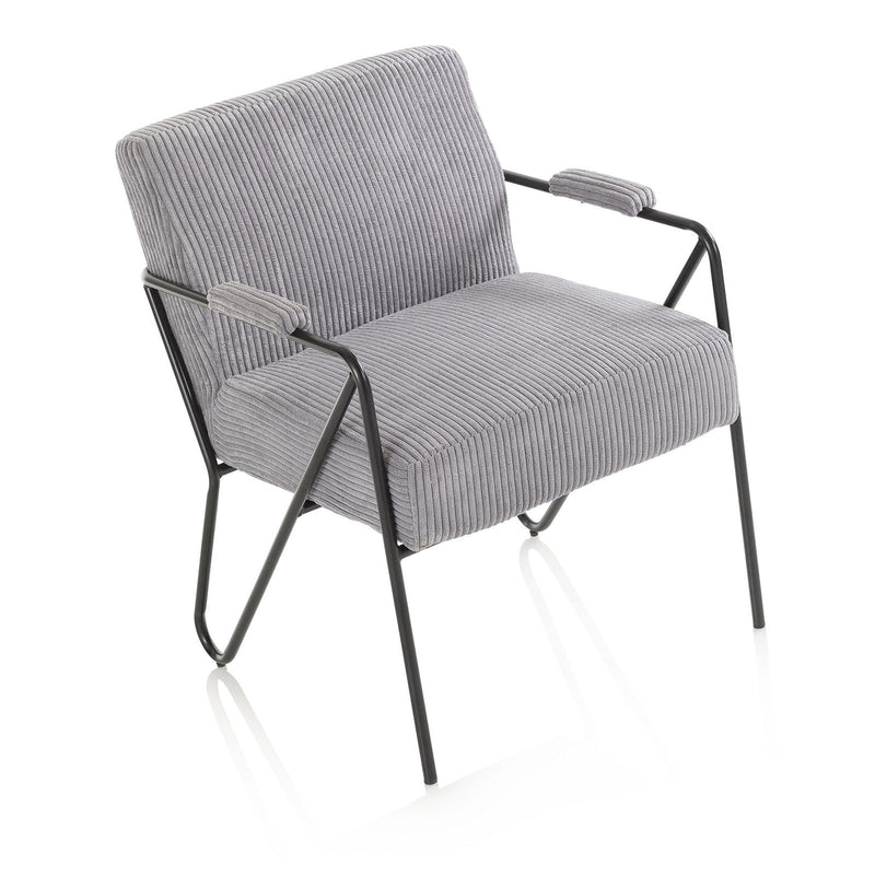 Poltrona Imbottita 64x69x86 cm in Velluto Grigio Scuro-3