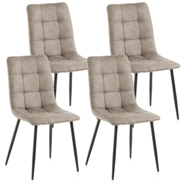 Lot de 4 Chaises 42,5x52,5x87,5 cm en Simili Cuir Marron Clair sconto