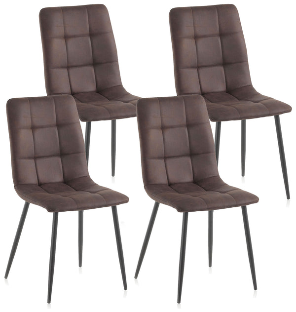 Lot de 4 Chaises 42,5x52,5x87,5 cm en Simili Cuir Marron Foncé sconto