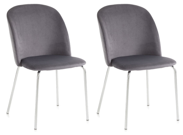 online Lot de 2 Chaises 45x47x85 cm en Velours Gris