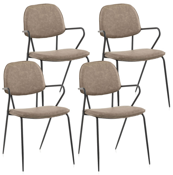 Lot de 4 Chaises 52x50x81,5 cm Velours Sable sconto