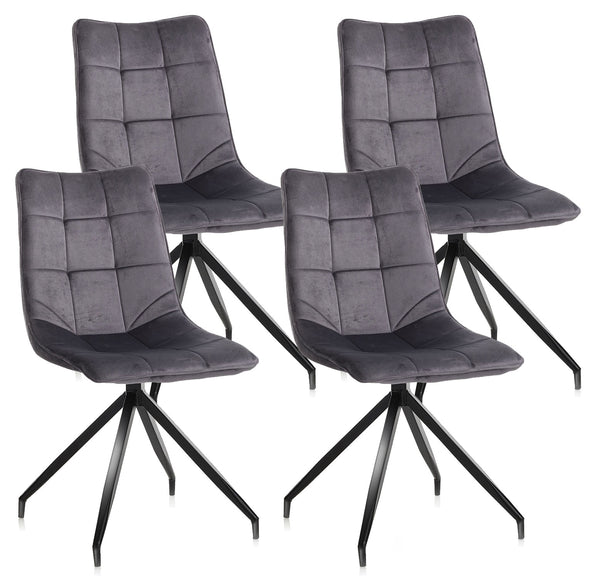 Lot de 4 Chaises 45x54x87 cm en Velours Gris prezzo