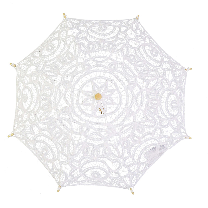 Ombrello Parasole in Pizzo traforto bianco cm Ø60x44-2