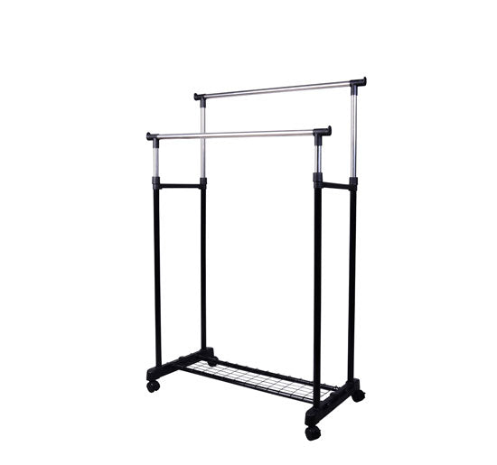 Portemanteau Double en Acier avec Roulettes 80x43x155 cm Noir prezzo