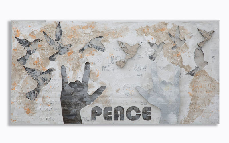 Dipinto su Tela Peace 120x3x60 cm in Legno e Canvas-1