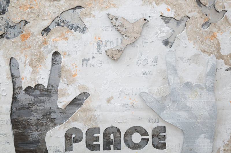 Dipinto su Tela Peace 120x3x60 cm in Legno e Canvas-2