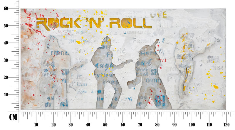 Dipinto su Tela Rock N Roll 120x3x60 cm in Legno e Canvas-9