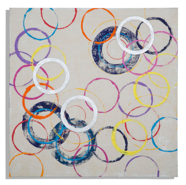 Peinture sur Toile Cercles Flottants 80x3x80 cm en Bois et Toile sconto