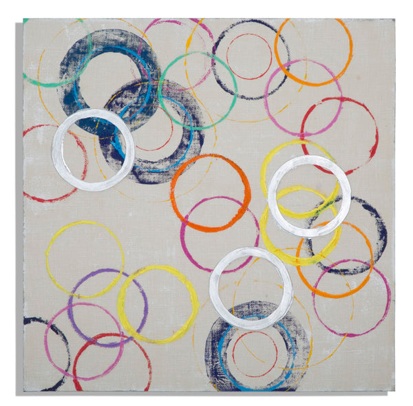 prezzo Peinture sur Toile Cercles Flottants 80x3x80 cm en Bois et Toile