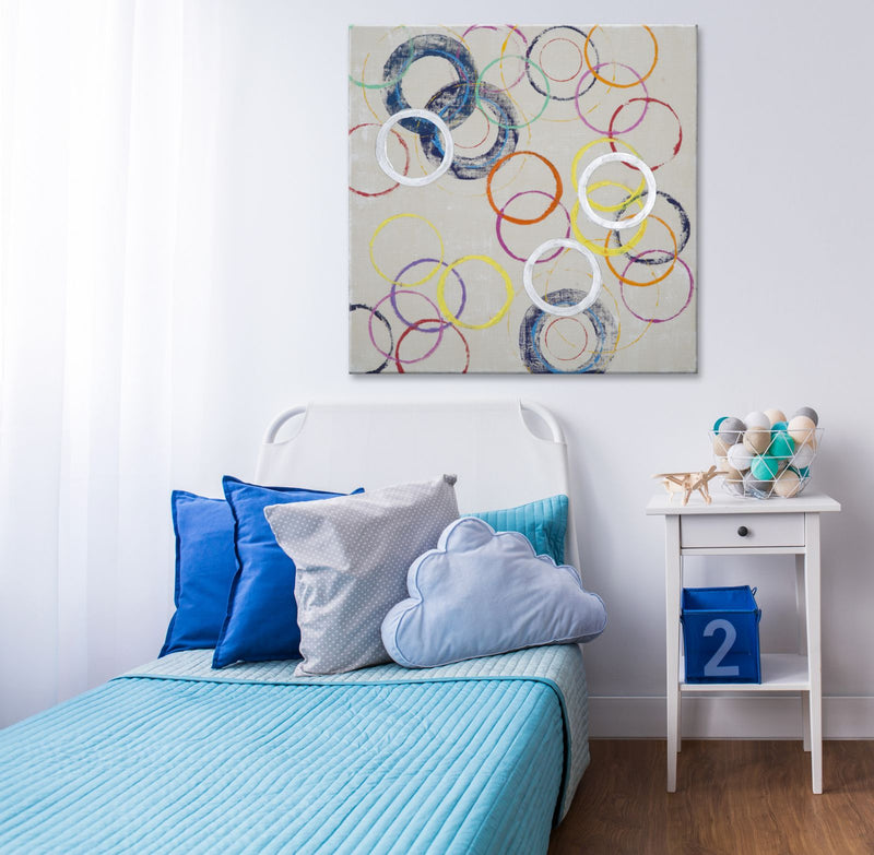 Dipinto su Tela Floating Circles 80x3x80 cm in Legno e Canvas-6