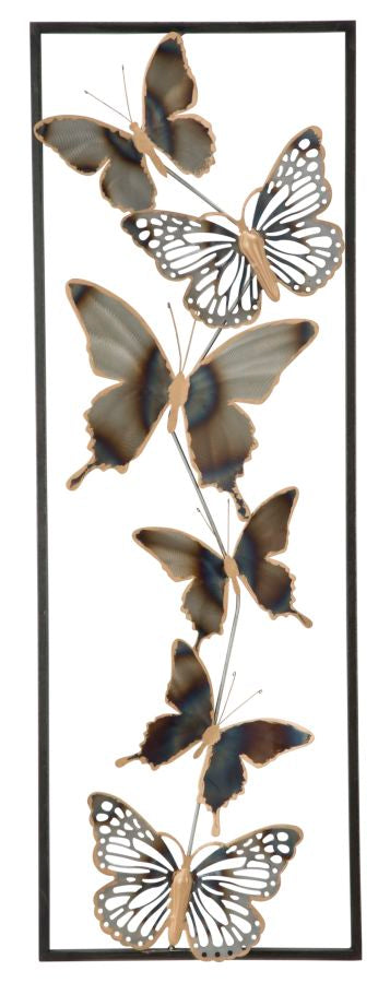 Panneau Papillons 31x2,5x90 cm en Fer Noir et Argent sconto