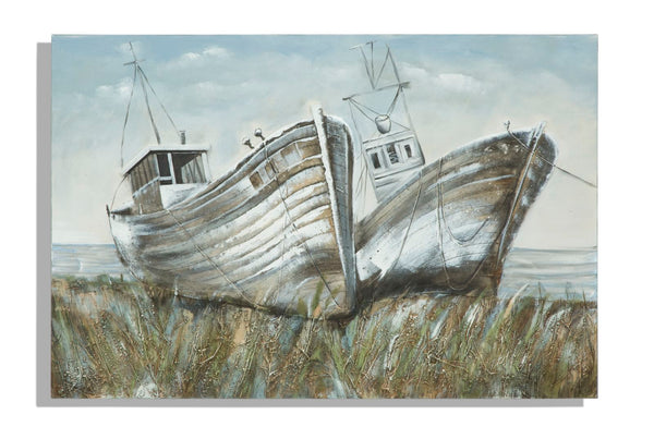 sconto Peint sur Toile Bateaux 120x3,7x80 cm en Aluminium Plastique et Toile