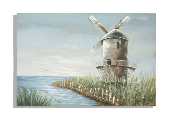 sconto Moulin Peint sur Toile 120x3,7x80 cm en Aluminium Plastique et Toile