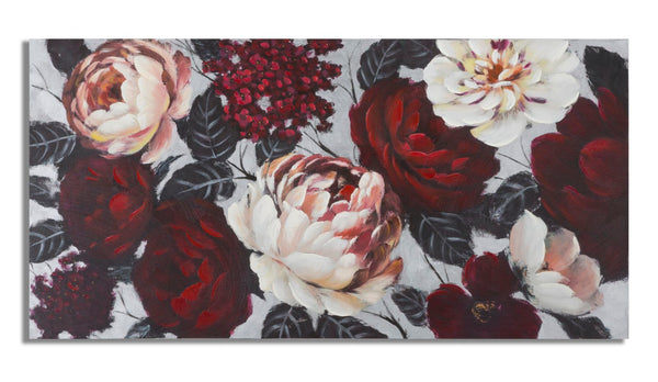 sconto Peinture sur Toile Fleur Blanche/Rouge Lightback 150x3,8x76 cm en Bois de Pin et Toile Multicolore