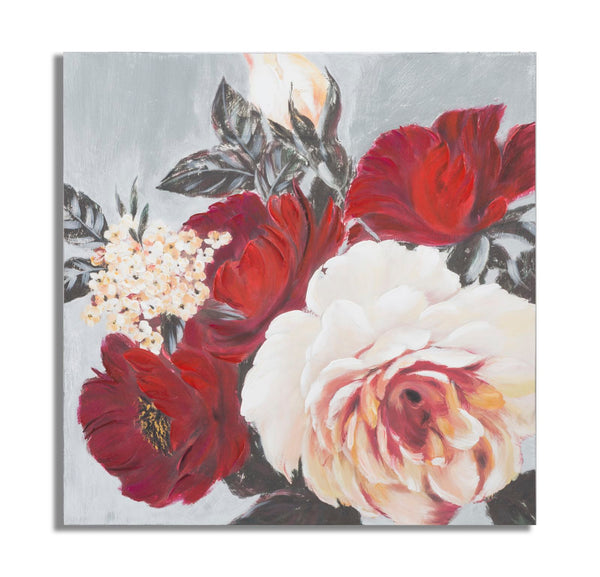 Peinture sur Toile Fleur Rouge Carré 90x3,7x90 cm en Bois de Pin et Toile Multicolore sconto