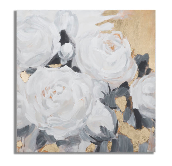 Peinture sur Toile Fleur Blanche 90x3,7x90 cm en Bois de Pin et Toile Multicolore sconto