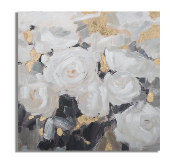 Peinture sur Toile Fleur Blanche 90x3,7x90 cm en Bois de Pin et Toile Multicolore sconto