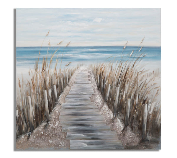 Peinture sur Toile Plage 100x3,8x100 cm en Bois de Pin et Toile Multicolore online