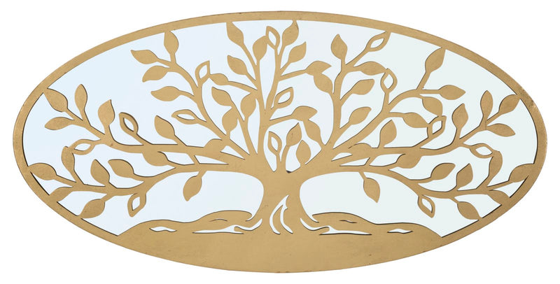 Pannello Albero della Vita Mirror 120x2x60 cm in Ferro MDF e Specchio Oro-1