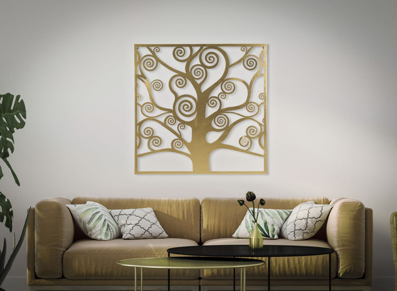 Pannello Albero della Vita Oro 90x2,2x90 cm in Ferro Nero-5