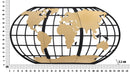 Pannello World Glam 133x3,5x70 cm in Ferro Nero e Oro-5