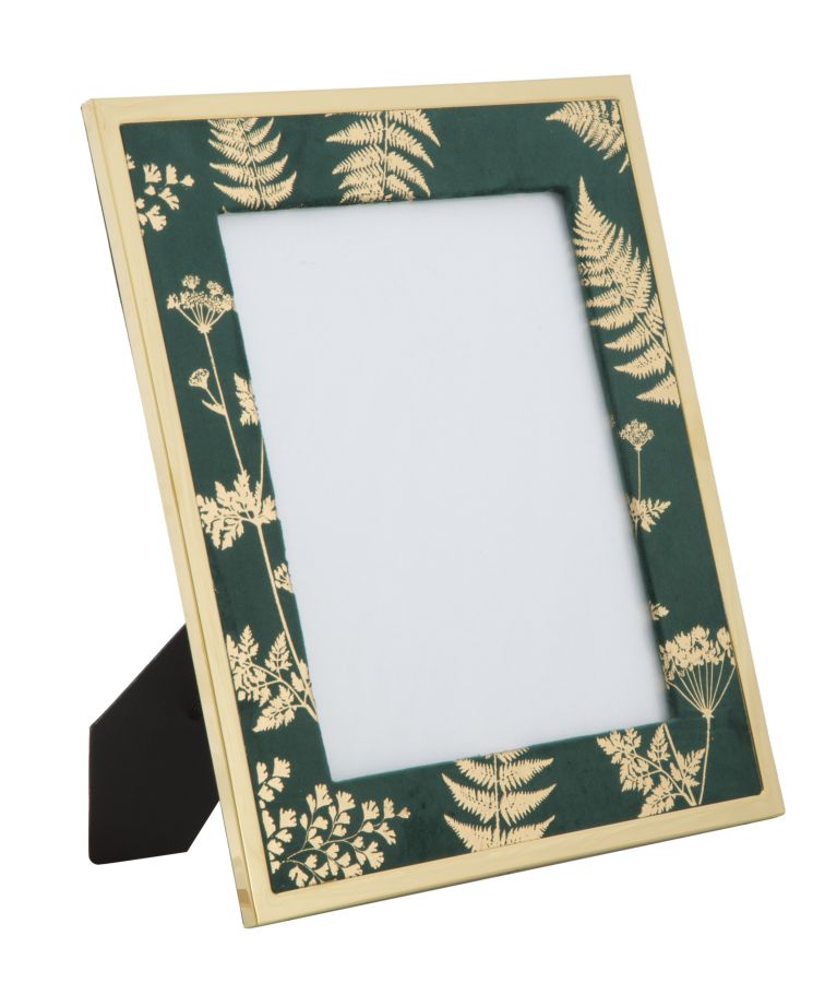 Cornice Glam Verde 28x1,5x33,5 cm in Ferro MDF e Vetro Verde e Oro-1