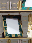 Cornice Glam Verde 28x1,5x33,5 cm in Ferro MDF e Vetro Verde e Oro-6