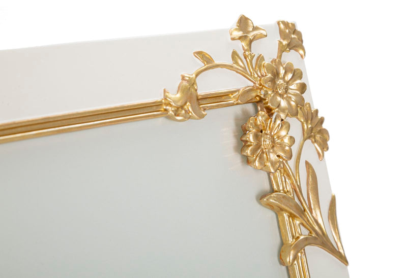 Cornice Flosh 25,8x2x30,5 cm in Poliresina e Vetro Crema e Oro-3