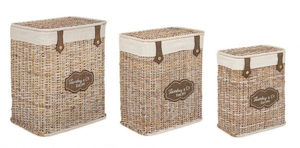 Set 3 Panier à Linge Provençal en Rotin Naturel online