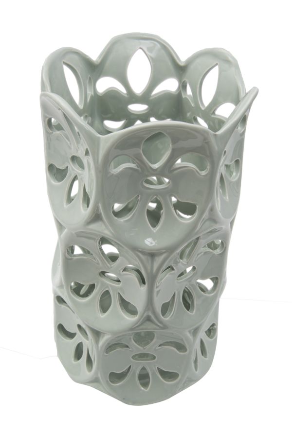 Vase Pétale Blanc Ø14x25,5 cm Porcelaine Bleu Clair sconto