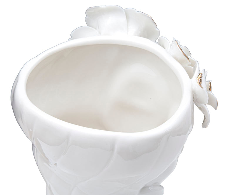 Vaso Woman Cute 14,8x13x29 cm Porcellana Bianco e Oro-4