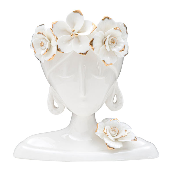 acquista Femme Jeune Vase 21,7x14x21 cm Porcelaine Blanche et Or