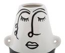 Vaso Thinking Face 16,2x13,3x21 cm in Porcellana Bianco e Nero-2