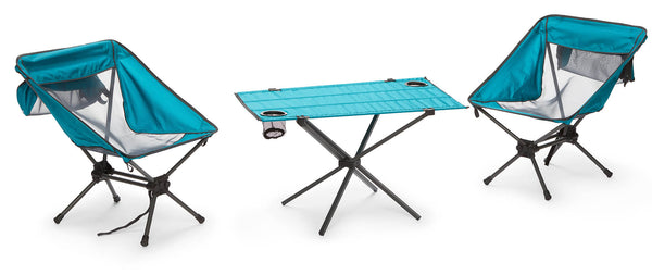 Ensemble de camping table et 2 chaises pliantes en acier et polyester vert online