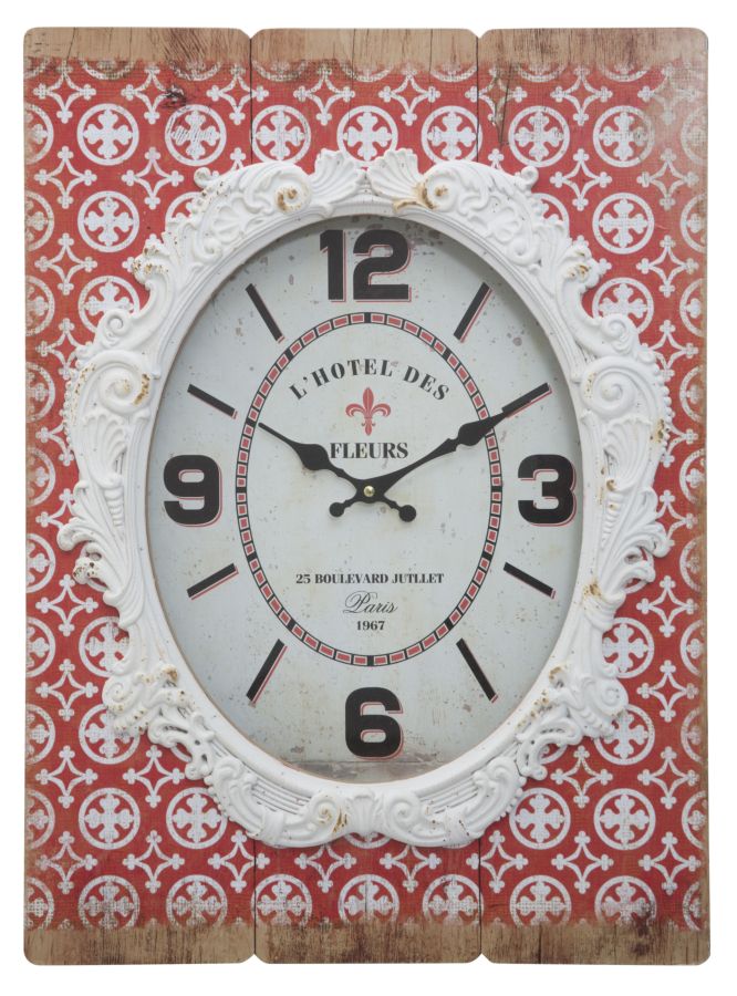 Orologio Shiny 42x7,5x58 cm MDF e Vetro Rosso e Bianco-1