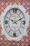 Orologio Shiny 42x7,5x58 cm MDF e Vetro Rosso e Bianco-3