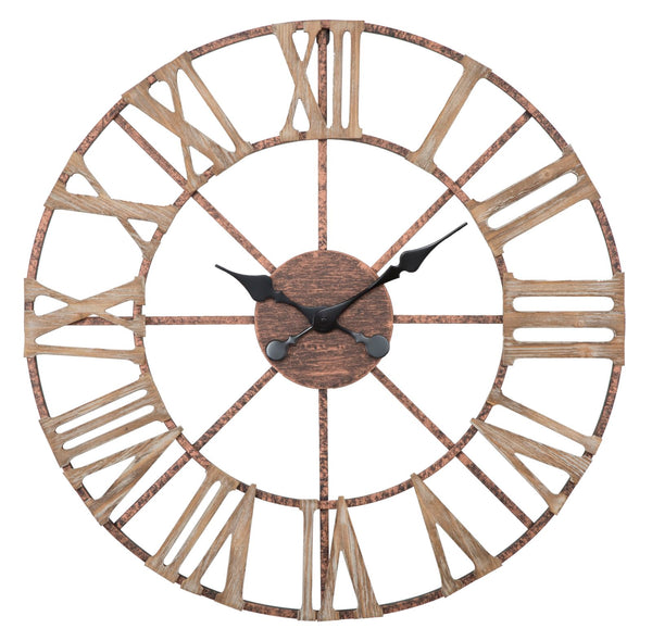 Horloge Murale Plus Ø71,5x4 cm en Fer et MDF Marron sconto