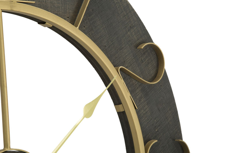 Orologio da Muro Dark Glam Ø70x5 cm in Ferro e MDF Nero e Oro-4