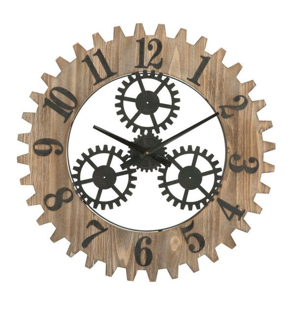 sconto Ingranaggio Plus Horloge Murale Ø60x4 cm en Fer et MDF Noir