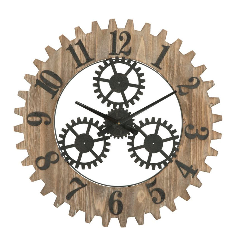 Orologio da Muro Ingranaggio Plus Ø60x4 cm in Ferro e MDF Nero-1