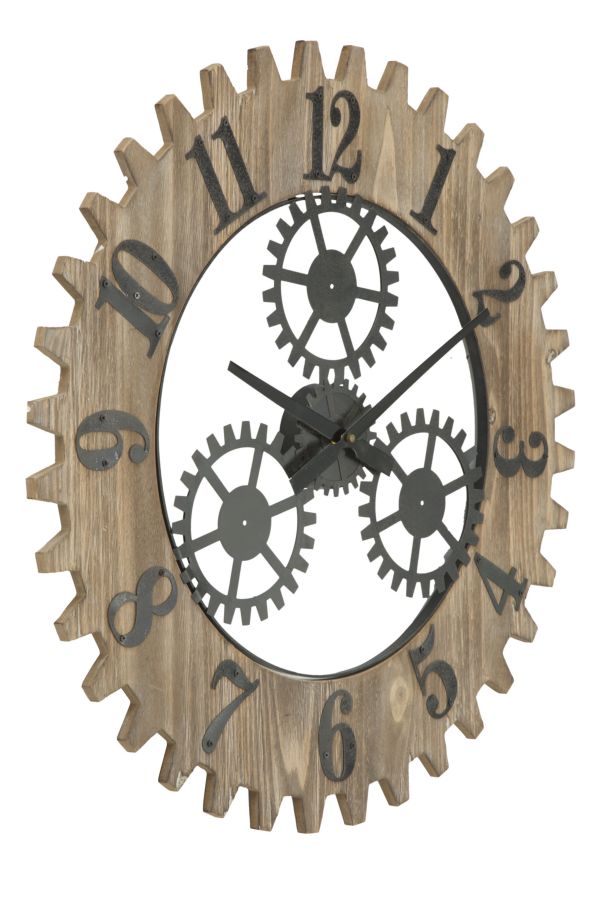 Orologio da Muro Ingranaggio Plus Ø60x4 cm in Ferro e MDF Nero-2