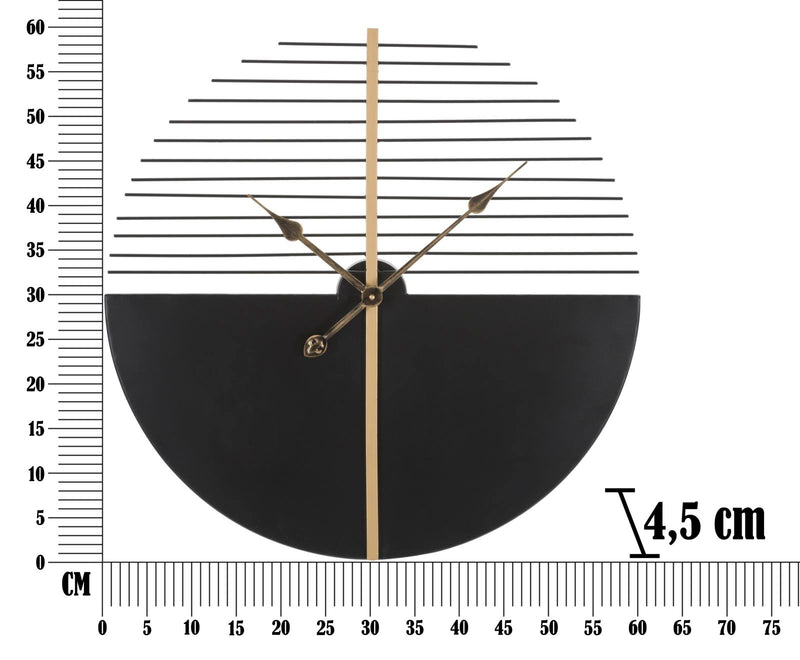 Orologio Glam Stick Ø60x4,5 cm in Ferro Nero e Oro-6